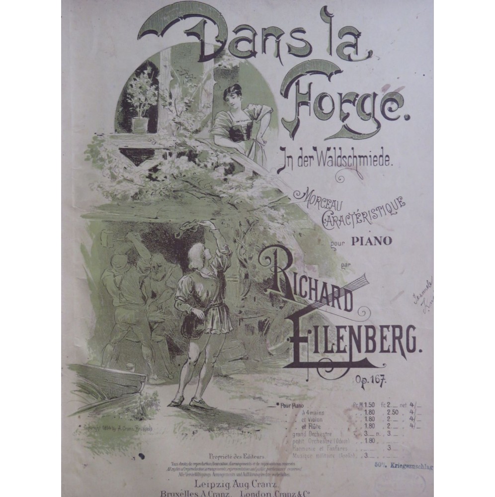 EILENBERG Richard Dans la Forge op 167 Piano 1894