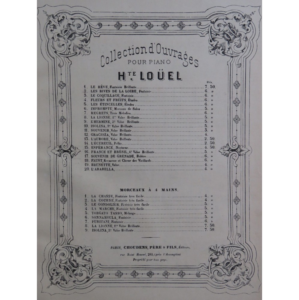 LOÜEL Hippolyte La Lionne Piano ca1880