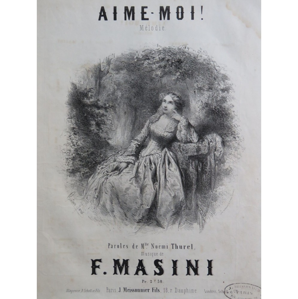 MASINI F. Aime-moi ! Chant Piano ca1840
