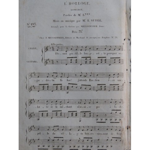 SUDRE François L'Horloge Chant Guitare ca1820