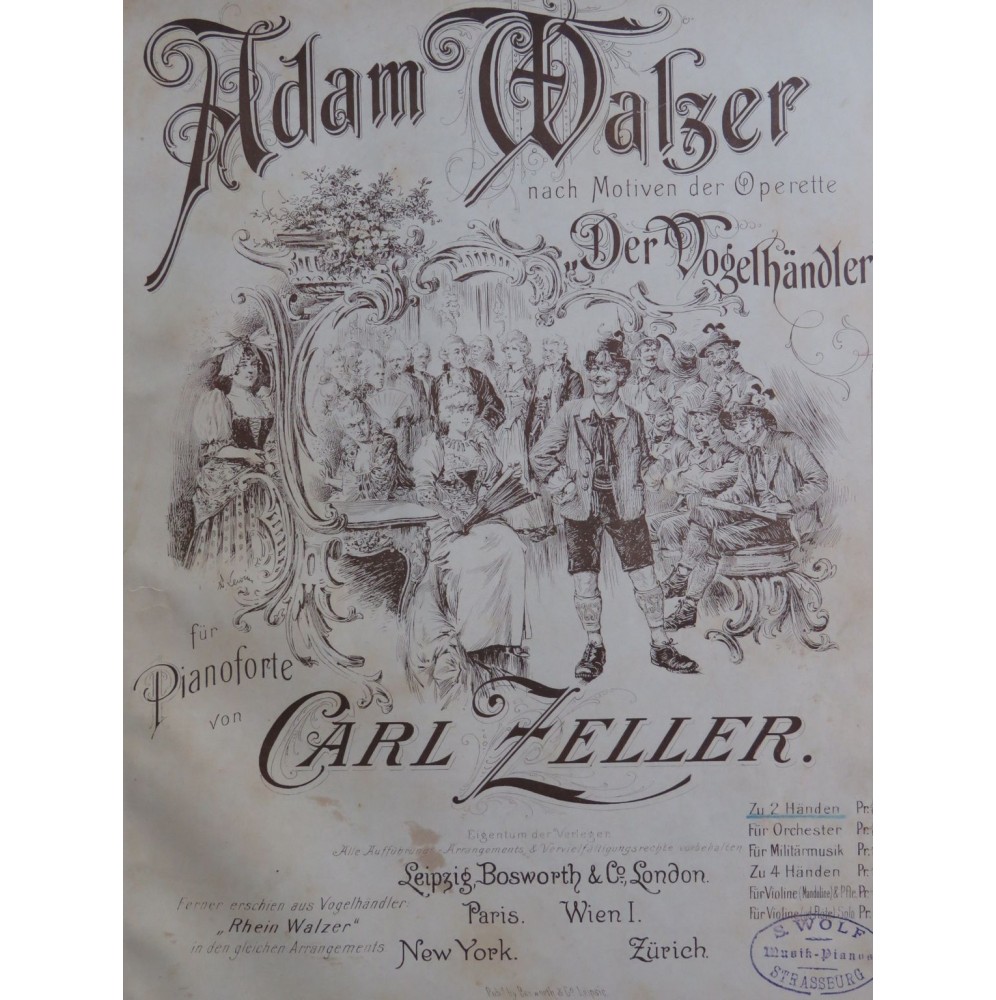 ZELLER Carl Adam Walzer Piano 1891