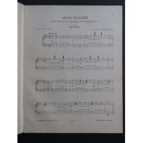 ZELLER Carl Adam Walzer Piano 1891