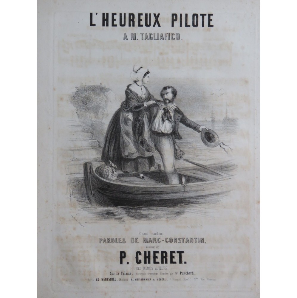 CHERET P. L'Heureux Pilote Chant Piano ca1845