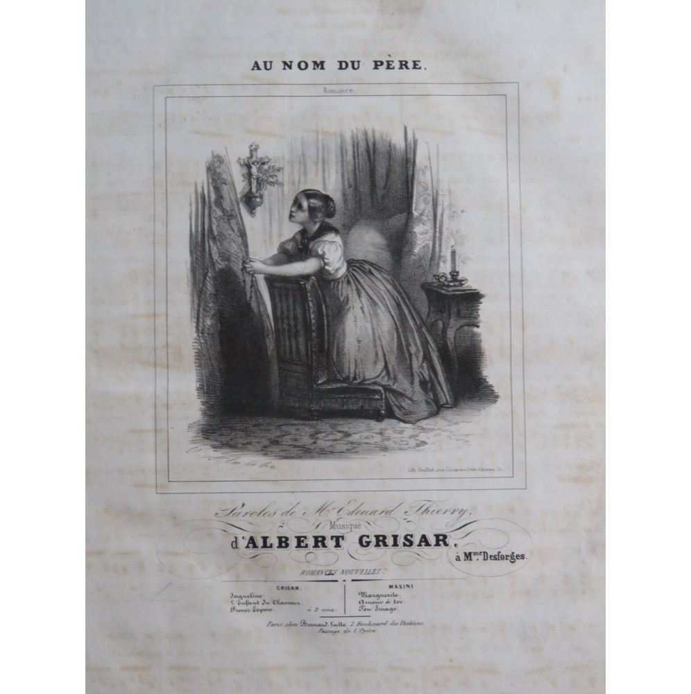 GRISAR Albert Au nom du Père Chant Piano ca1840
