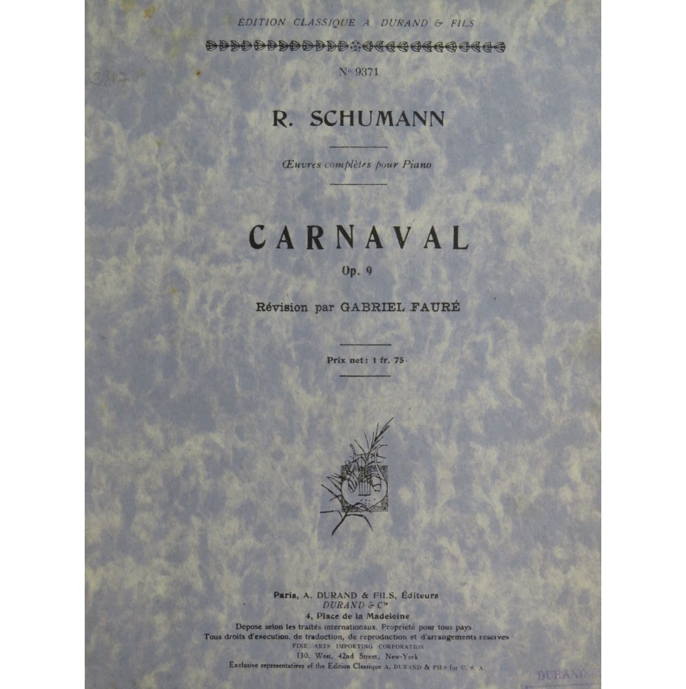 SCHUMANN Robert Carnaval Scènes Mignonnes op 9 Piano