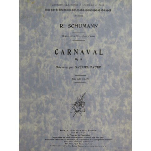 SCHUMANN Robert Carnaval Scènes Mignonnes op 9 Piano