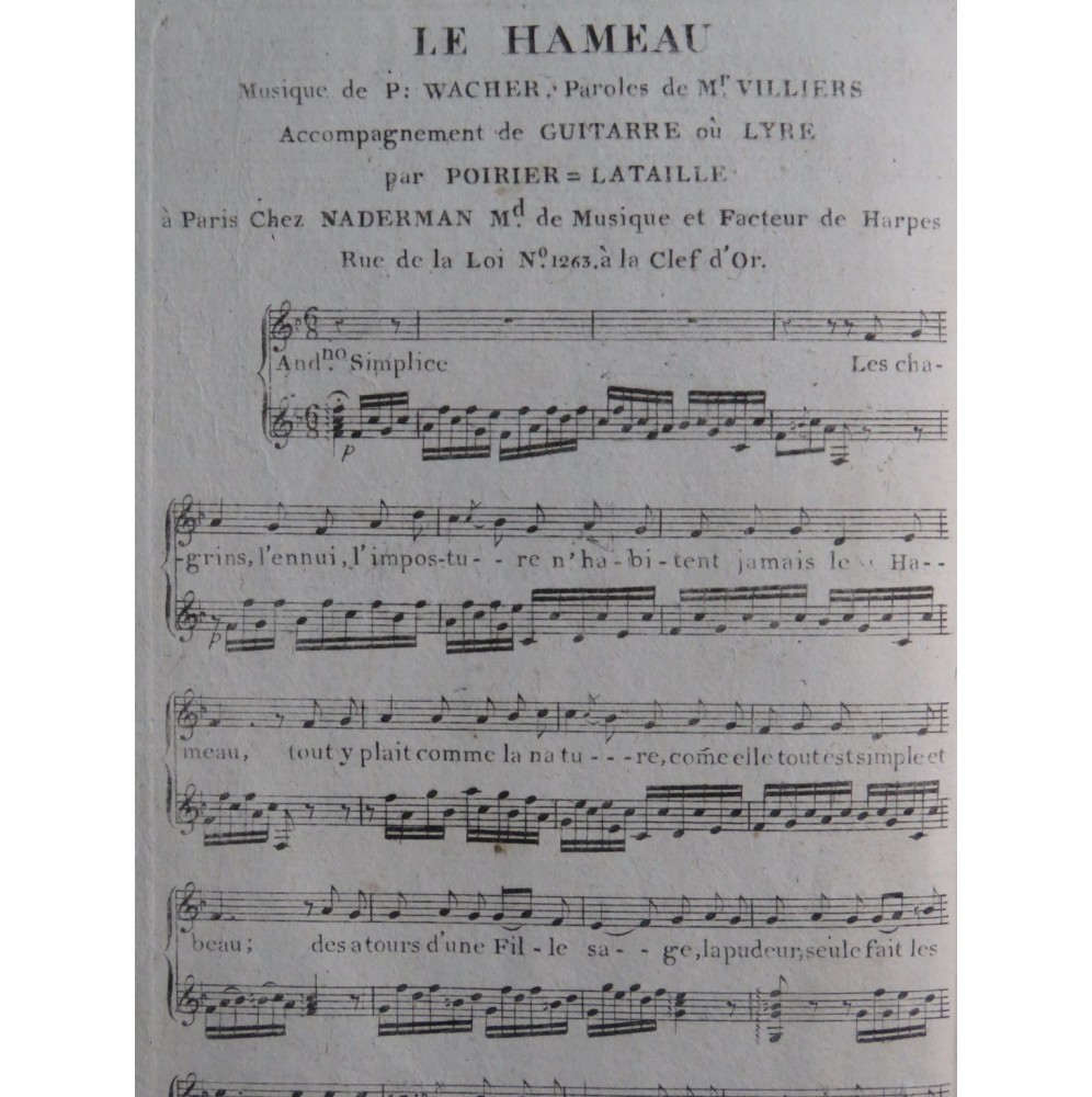 WACHER Pierre Jean Le Hameau Chant Guitare ca1820