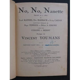 YOUMANS Vincent No No Nanette Opérette Chant 1927