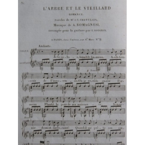 ROMAGNESI Antoine L'Arbre et le Vieillard Chant Guitare ca1820