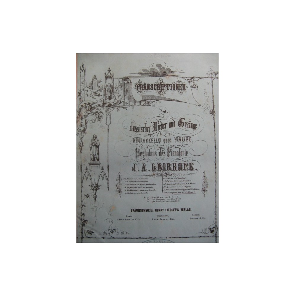 MOZART W. A. Einsamkeit Piano Violoncelle 1860
