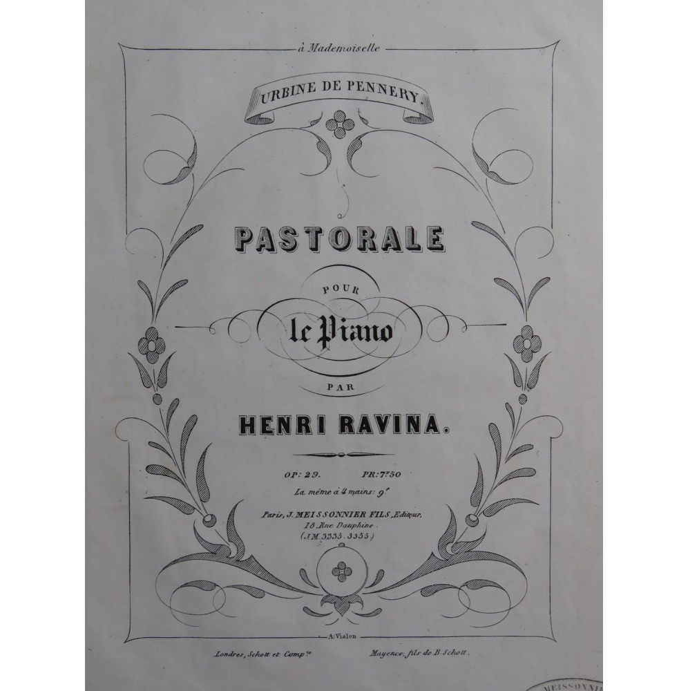 RAVINA Henri Pastorale op 29 Piano ca1855