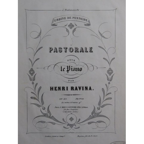 RAVINA Henri Pastorale op 29 Piano ca1855