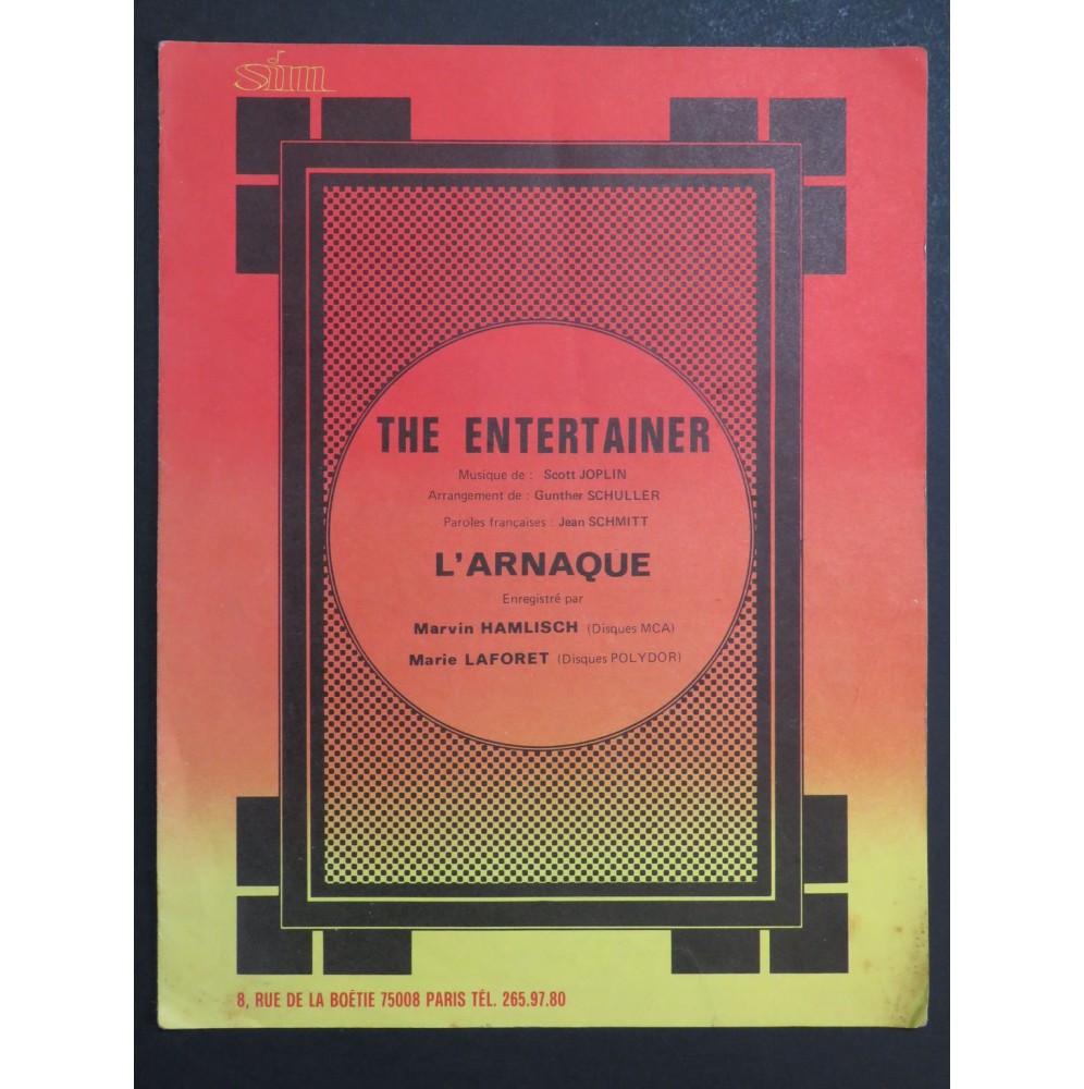 JOPLIN Scott The Entertainer L'Arnaque Piano 1974