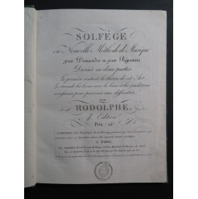 RODOLPHE Solfège ou Nouvelle Méthode de Musique ca1810