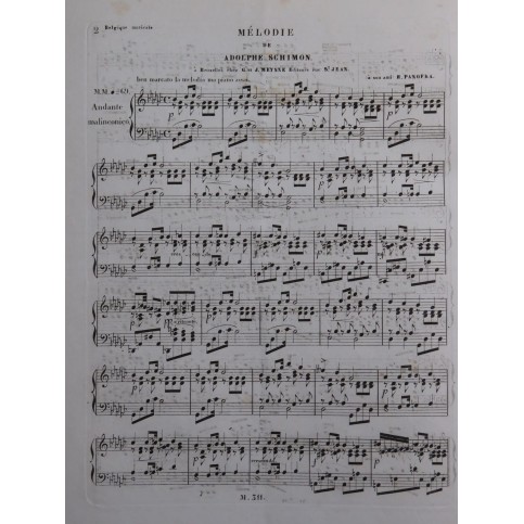 SCHIMON Adolphe Mélodie Piano ca1840