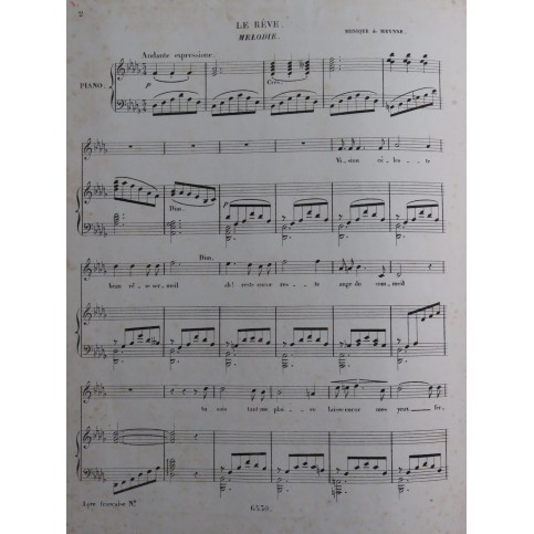 MEYNNE Le Rêve Chant Piano ca1840