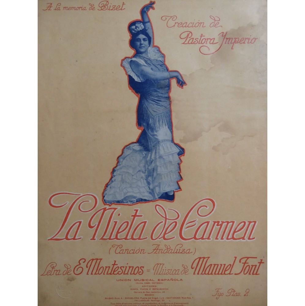 FONT Manuel La Nieta de Carmen Chant Piano 1917