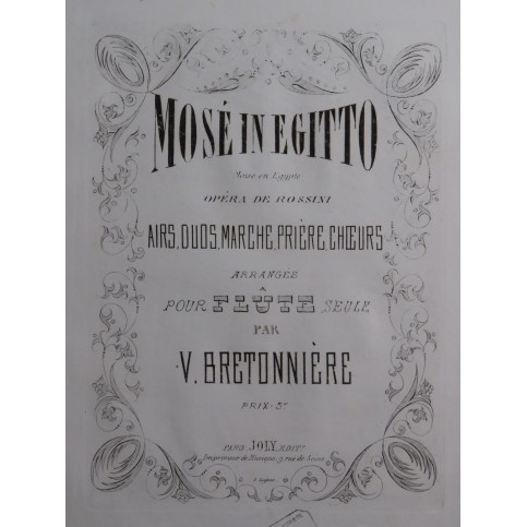 ROSSINI Mosé in Egitto Airs Duos Prière Choeurs Flûte seule ca1850
