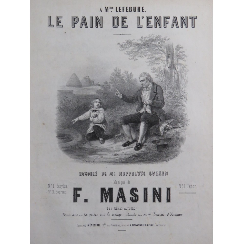 MASINI F. Le pain de l'enfant Chant Piano ca1840