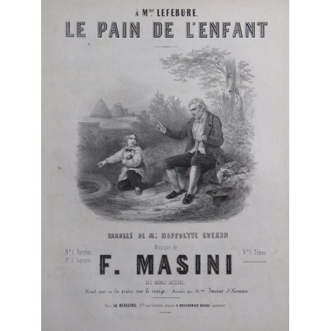 MASINI F. Le pain de l'enfant Chant Piano ca1840