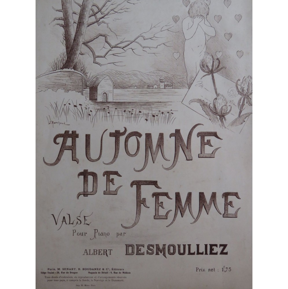 DESMOULLIEZ Albert Automne de Femme Valse Dédicace Piano ca1935