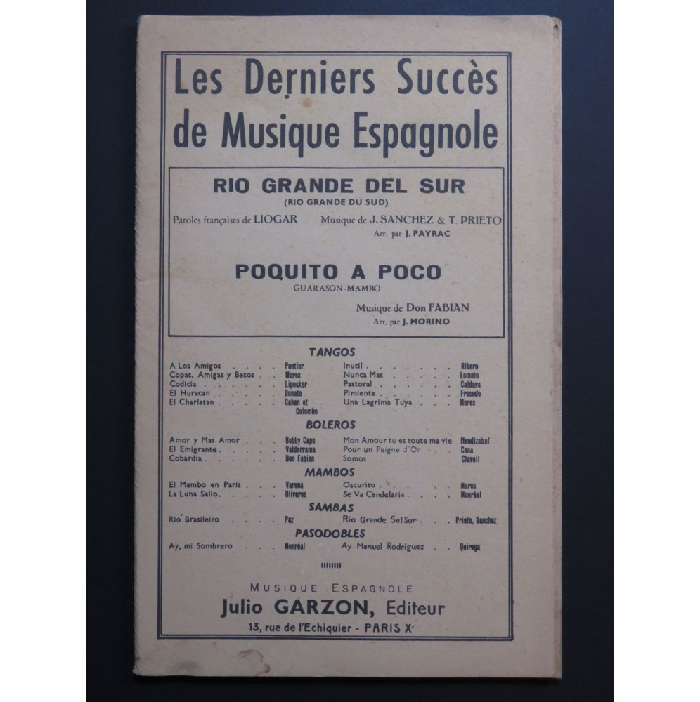 Rio Grande del Sur Samba Poquito a Poco Gauranso Mambo Orchestre