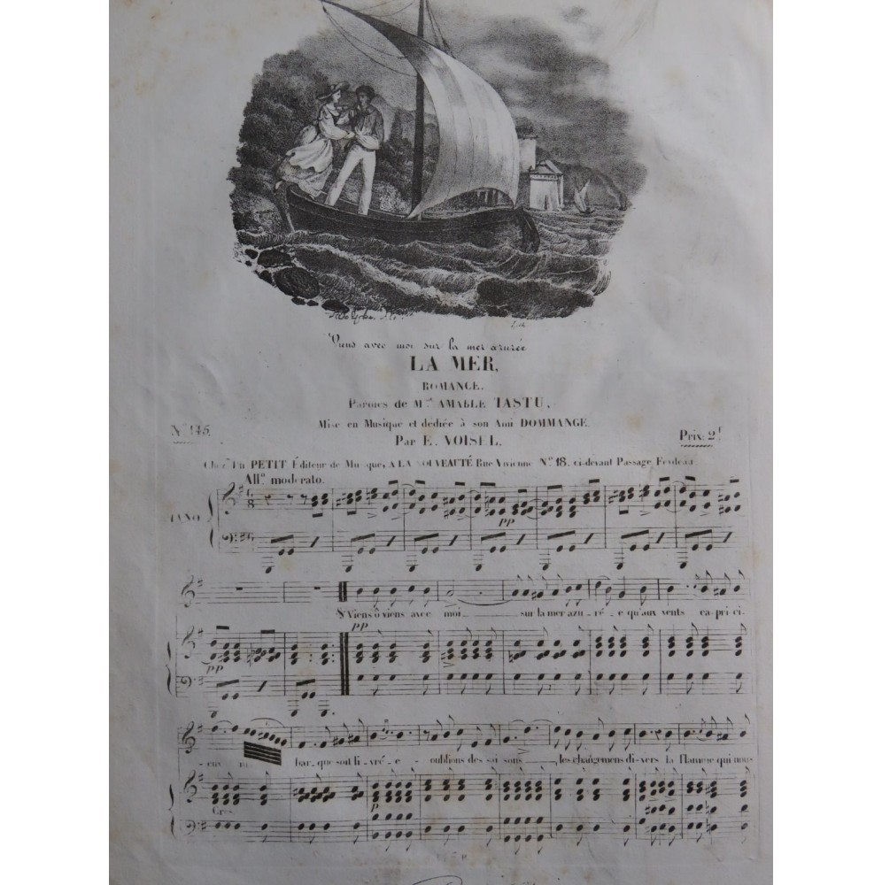 VOISEL E. La Mer Chant Piano ca1830