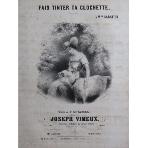 VIMEUX Joseph Fais Tinter ta Clochette Chant Piano ca1840