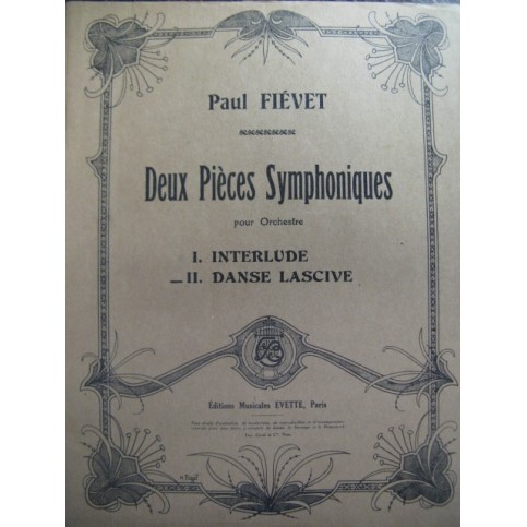 FIÉVET Paul Danse Lascive Orchestre 1928