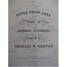 GLOVER Charles William Little Gipsy Jane Chant Piano XIXe