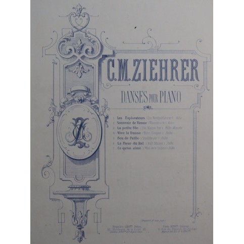 ZIEHRER C. M. Vive la Danse op 216 Piano ca1875