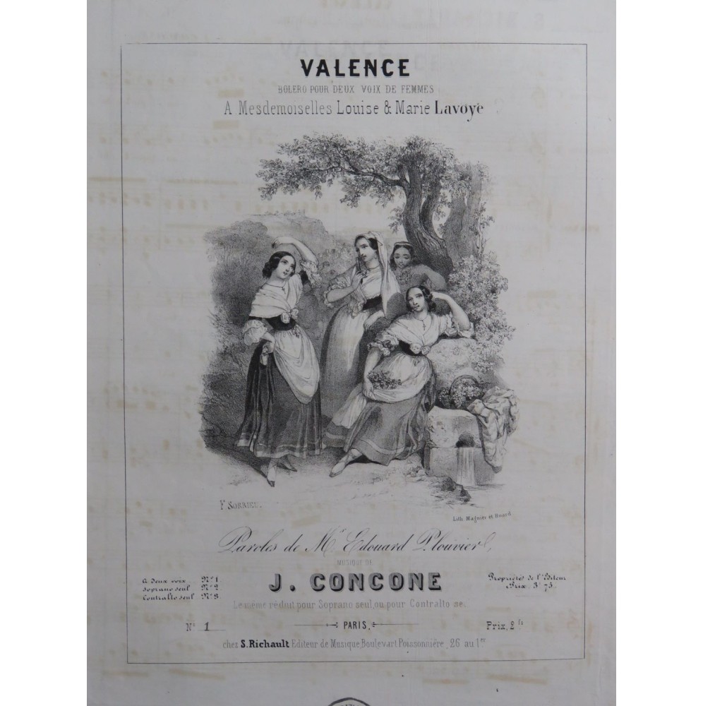 CONCONE Joseph Valence Chant Piano ca1840