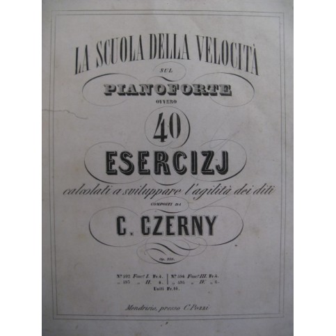 CZERNY Carl 40 Esercizj Piano ca1840
