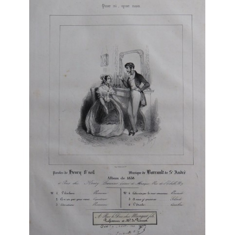 BARRAULT de St ANDRÉ Que si que non Chant Piano ca1840