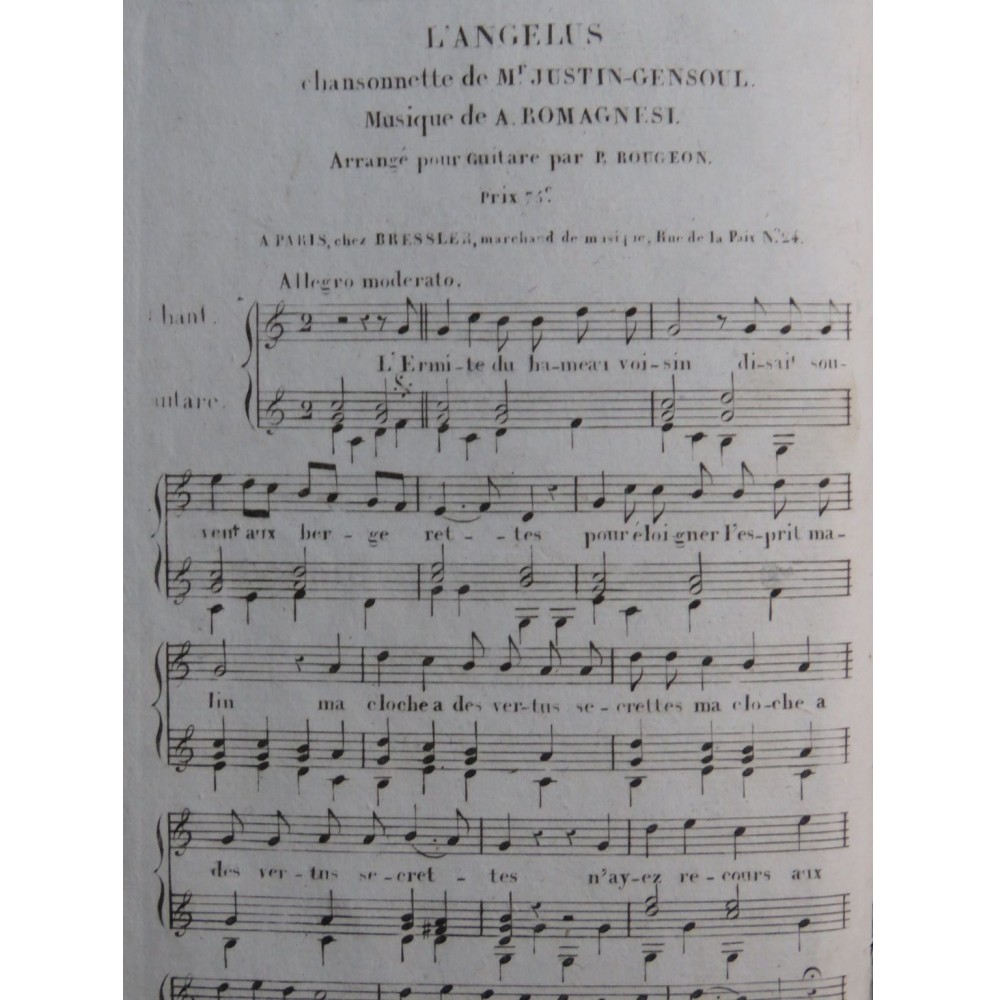ROMAGNESI Antoine L'Angelus Chant Guitare ca1820