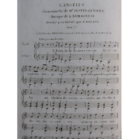 ROMAGNESI Antoine L'Angelus Chant Guitare ca1820