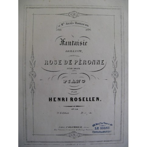 ROSELLEN Henri Rose de Péronne Piano ca1840