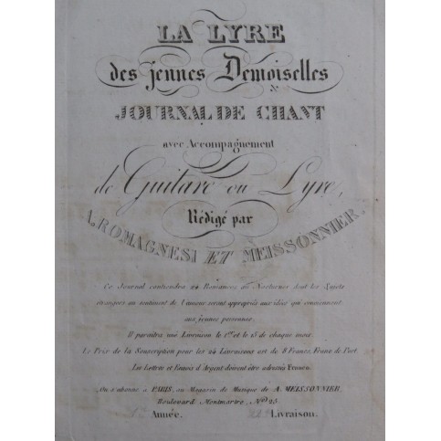 MEISSONNIER Antoine Ma Nacelle Chant Guitare ou Lyre ca1820