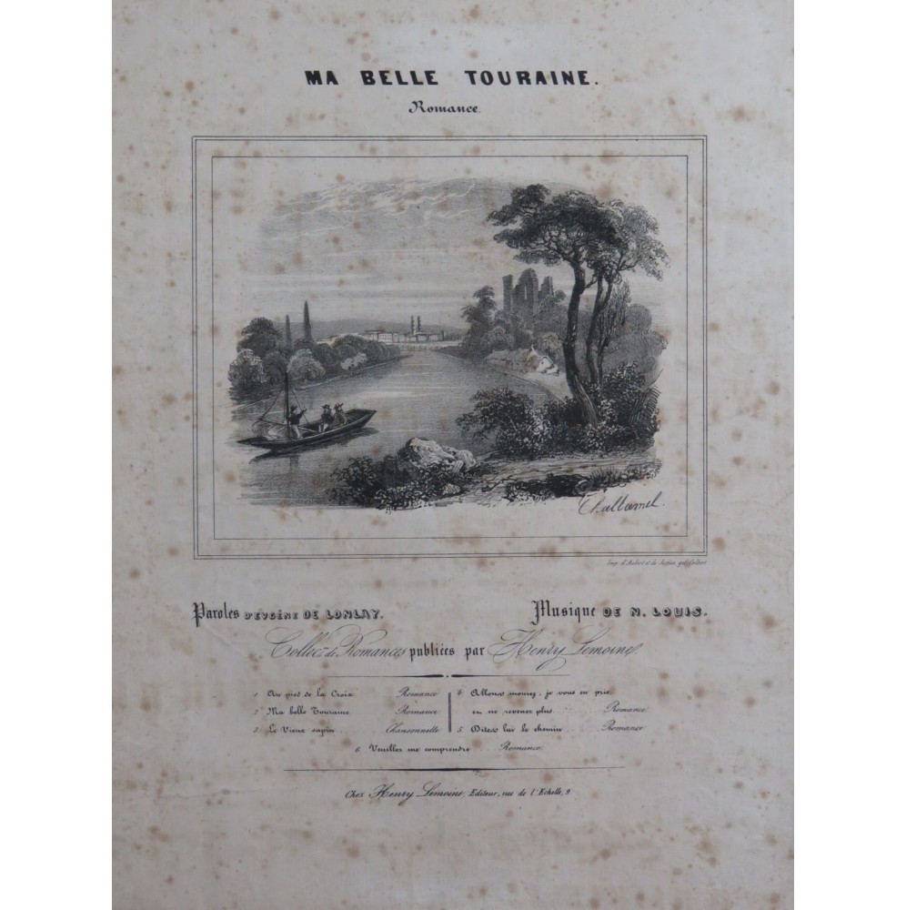 LOUIS N. Ma Belle Touraine Chant Piano ca1840