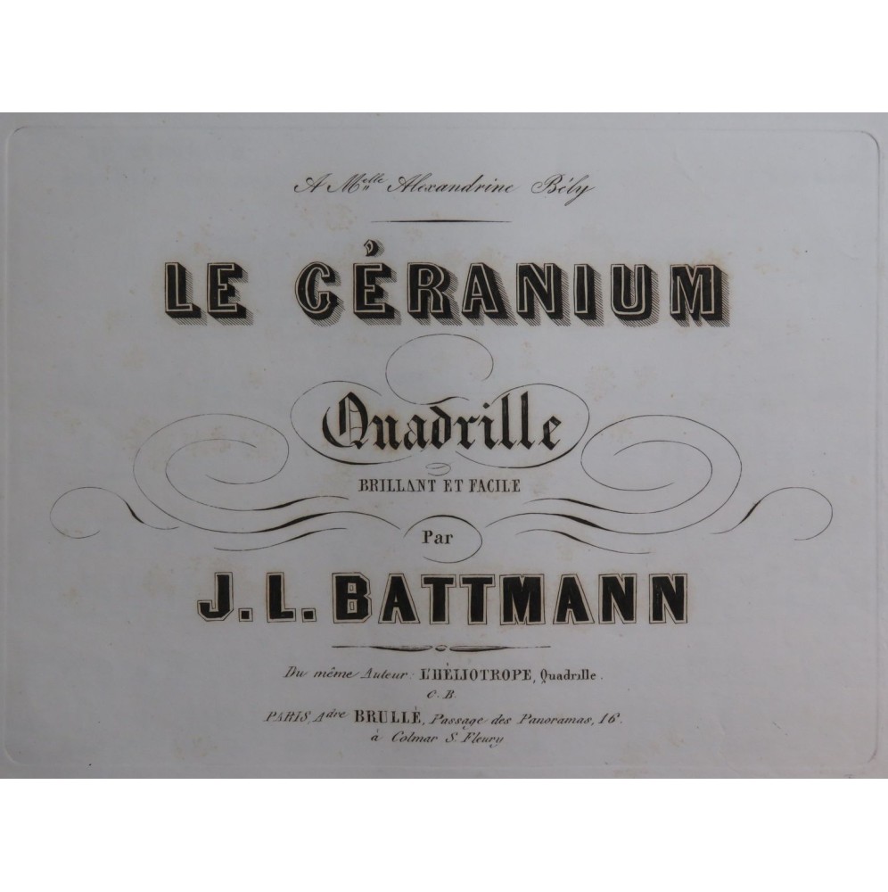 BATTMANN J. L. Le Géranium Piano ca1850