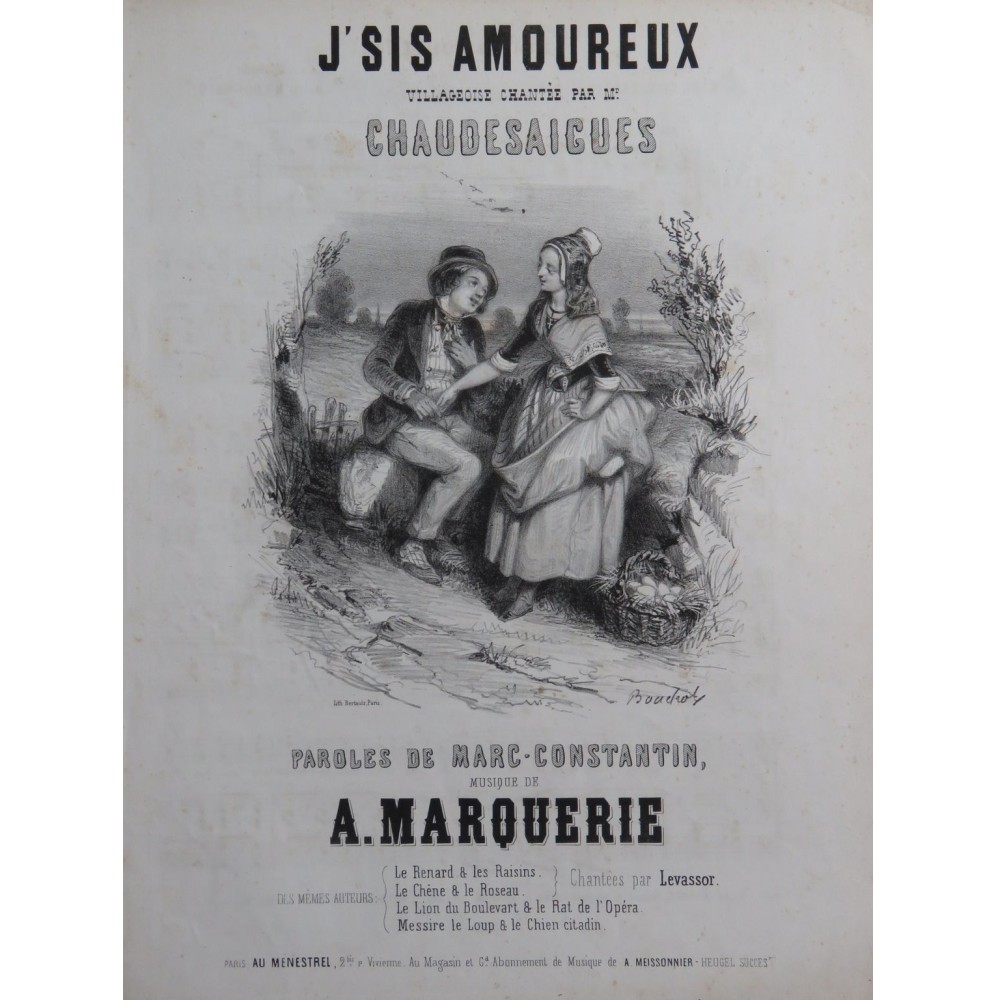 MARQUERIE Auguste J'sis Amoureux Chant Piano ca1845