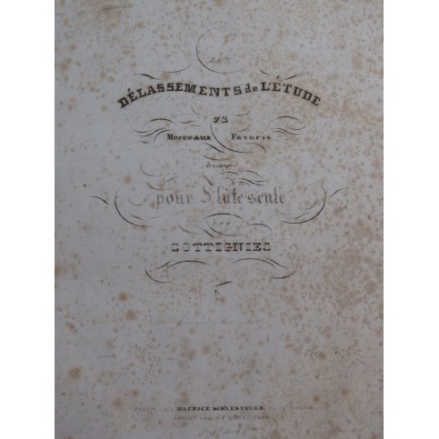 COTTIGNIES Les Délassements de l'Étude 1ère Suite Flûte seule ca1835