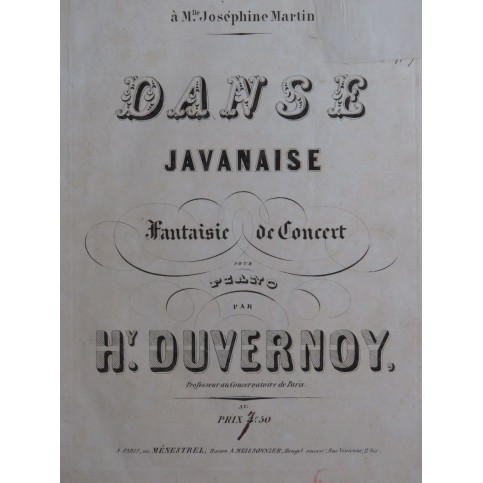 DUVERNOY Henry Danse Javanaise Piano ca1850