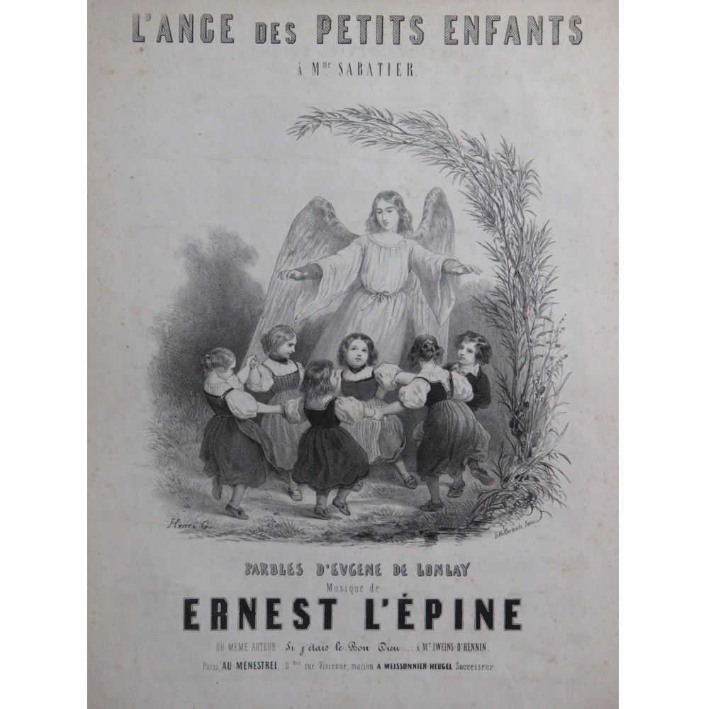 L'ÉPINE Ernest L'Ange des petits enfants Chant Piano ca1850
