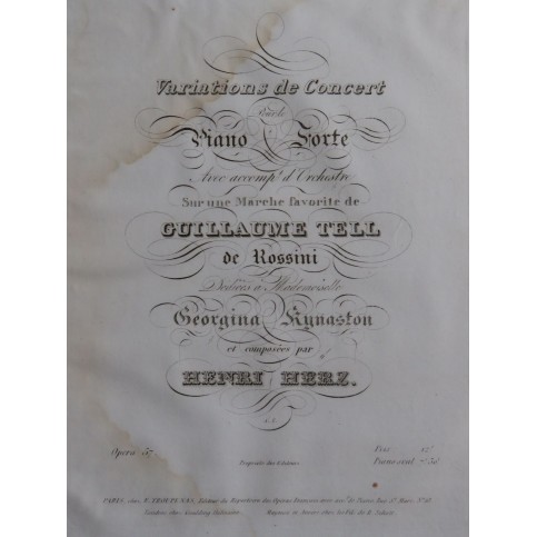 HERZ Henri Variations sur Guillaume Tell op 57 Piano ca1831