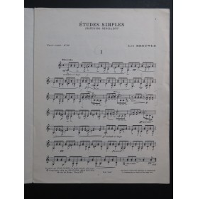 BROUWER Léo Etudes Simples No 1 à 5 Guitare 1972