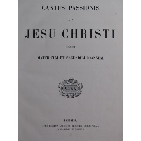 Cantus Passionis D. N. Jesu Christi Chant 1857