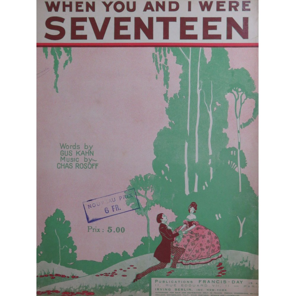 ROSOFF Chas When You and I were Seventeen Chant Piano 1926