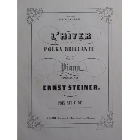 STEINER Ernest L'Hiver Piano XIXe siècle