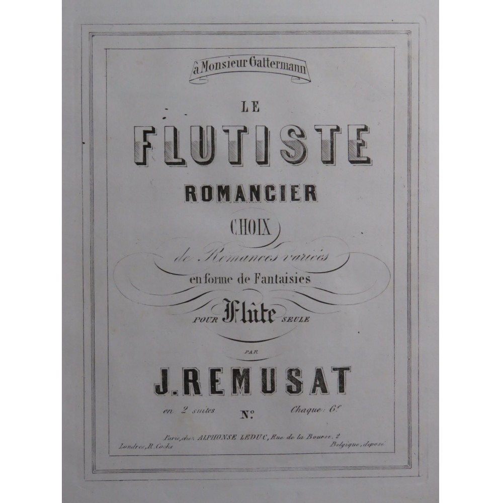 REMUSAT Jean Le Flutiste Romancier 2ème Suite Flûte seule ca1859